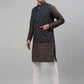 Men's Woven Design Nehru Jacket with Printed Kurta Pyjama Set