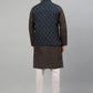 Men's Woven Design Nehru Jacket with Printed Kurta Pyjama Set