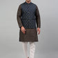Men's Woven Design Nehru Jacket with Printed Kurta Pyjama Set