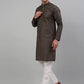 Men's Woven Design Nehru Jacket with Printed Kurta Pyjama Set