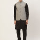 Men's Kurta Pyjama With Black Solid Nehru Jacket (JOKPWC W-F 4033 F )