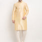 Jompers Men's Golden Dupion Silk Kurta with Churidar & Nehru Jacket ( JOKPWC G-D 4026Black )