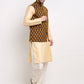 Jompers Men's Golden Dupion Silk Kurta with Churidar & Nehru Jacket ( JOKPWC G-D 4026Black )