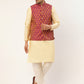 Men's Woven Design Nehru Jacket and Kurta Pyjama Set