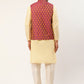 Men's Woven Design Nehru Jacket and Kurta Pyjama Set