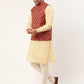 Men's Woven Design Nehru Jacket and Kurta Pyjama Set