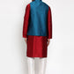 Jompers Men's Solid Dupion Kurta Pajama with Woven Nehru Jacket ( JOKPWC M-D 4017Blue )