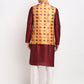 Jompers Men's Maroon Dupion Silk Kurta with Churidar & Nehru Jacket ( JOKPWC M-D 4025Orange )