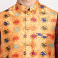 Jompers Men's Maroon Dupion Silk Kurta with Churidar & Nehru Jacket ( JOKPWC M-D 4025Orange )