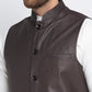 Jompers Men's Solid White Cotton Kurta Payjama with Solid Coffee Waistcoat ( JOKPWC OW-F 4021 Coffee )