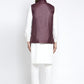Jompers Men's Solid White Cotton Kurta Payjama with Solid Maroon Waistcoat ( JOKPWC OW-F 4021 Maroon )