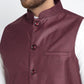 Jompers Men's Solid White Cotton Kurta Payjama with Solid Maroon Waistcoat ( JOKPWC OW-F 4021 Maroon )
