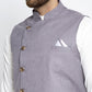 Jompers Men's Solid White Cotton Kurta Payjama with Geometric Waistcoat ( JOKPWC OW-F 4022 Purple )