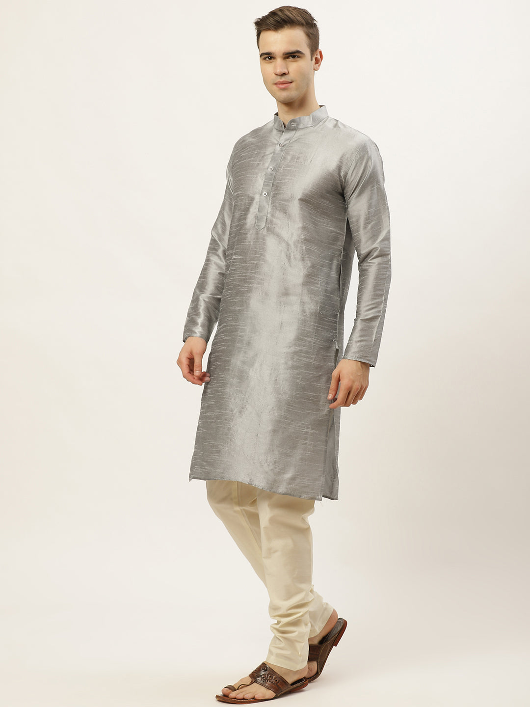 Men's Woven Design Nehru Jacket and Kurta Pyjama Set ( JOKPWC S-D 4020 Blue )