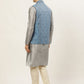 Men's Woven Design Nehru Jacket and Kurta Pyjama Set ( JOKPWC S-D 4020 Blue )