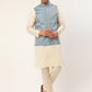 Men's Woven Design Nehru Jacket and Kurta Pyjama Set