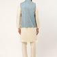 Men's Woven Design Nehru Jacket and Kurta Pyjama Set