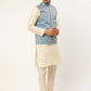 Men's Woven Design Nehru Jacket and Kurta Pyjama Set