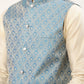 Men's Woven Design Nehru Jacket and Kurta Pyjama Set