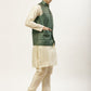 Men's Woven Design Nehru Jacket and Kurta Pyjama Set ( JOKPWC W-D 4028 Green )