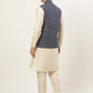 Jompers Men's Embroidered Nehru Jacket & Kurta Pyjama ( JOKPWC W-D 4029Navy )