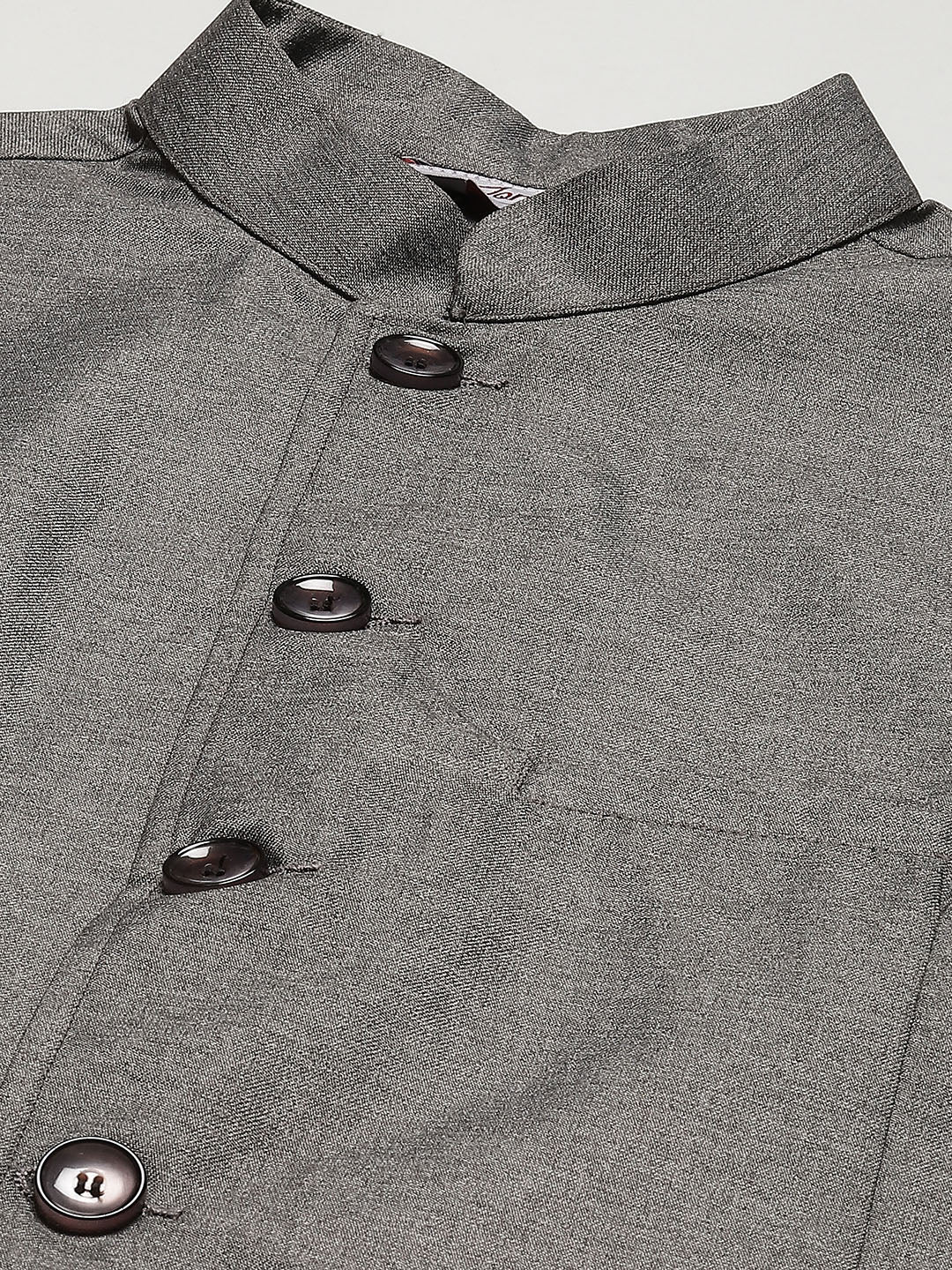 Men's Kurta Pyjama With Charcoal Grey Solid Nehru Jacket (JOKPWC W-F 4033 F )