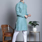 Men Blue Woven Design Kurta with Pyjamas