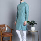 Men Blue Woven Design Kurta with Pyjamas