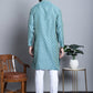Men Blue Woven Design Kurta with Pyjamas
