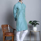 Men Blue Woven Design Kurta with Pyjamas