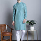 Men Blue Woven Design Kurta with Pyjamas