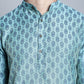 Men Blue Woven Design Kurta with Pyjamas