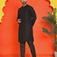 Sequin Embroidered Pure Cotton Kurta with Pyjamas ( JOKP B-P 5006 Black )