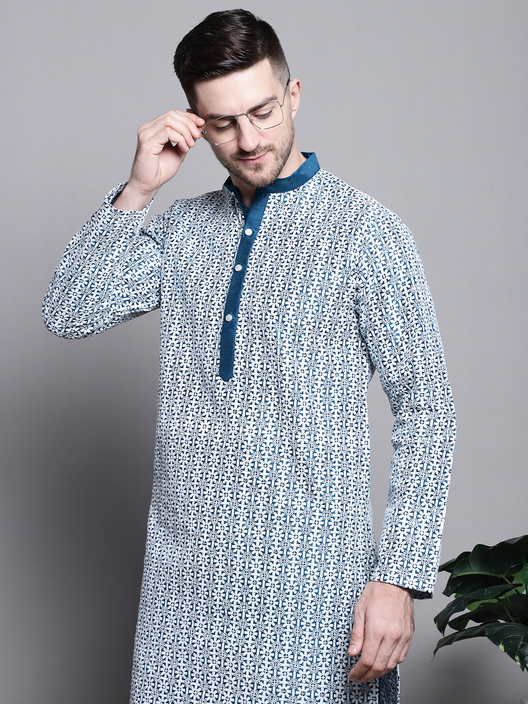 Sequin Embroidered Silk Blend Kurta with Pyjamas