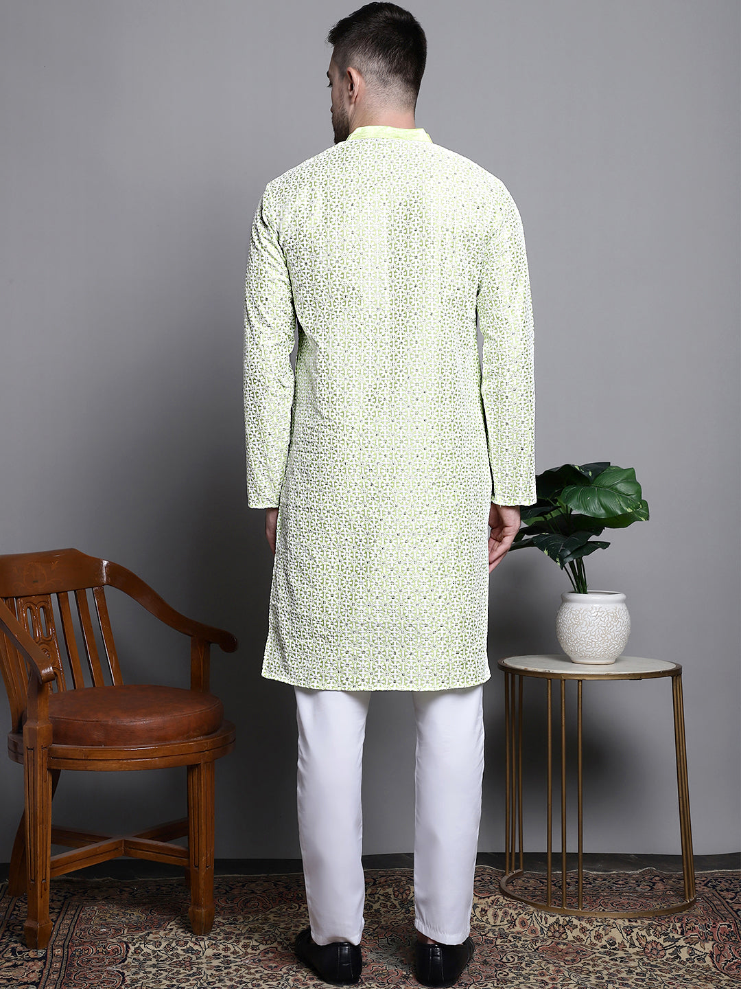 Sequin Embroidered Silk Blend Kurta with Pyjamas