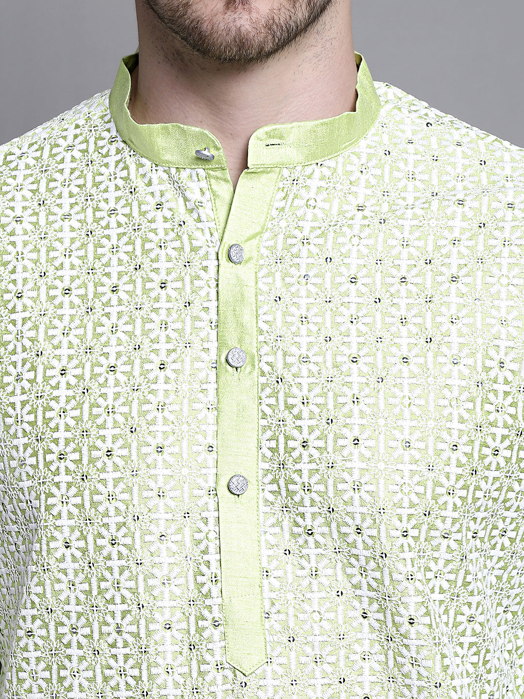 Sequin Embroidered Silk Blend Kurta with Pyjamas