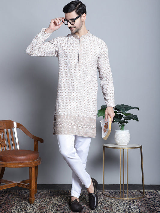 Men's Chikankari Embroidered Kurta with Pyjama