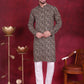 Men's Digital Printed Kurta with Pyjama ( JOKP P 5014 Olive )