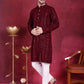 Men's Sequins Chikankari Embroidered Kurta with Pyjama ( JOKP P 5015 Maroon )