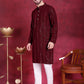 Men's Sequins Chikankari Embroidered Kurta with Pyjama ( JOKP P 5015 Maroon )