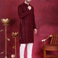 Men's Sequins Chikankari Embroidered Kurta with Pyjama ( JOKP P 5015 Maroon )