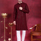 Men's Sequins Chikankari Embroidered Kurta with Pyjama ( JOKP P 5015 Maroon )