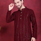 Men's Sequins Chikankari Embroidered Kurta with Pyjama ( JOKP P 5015 Maroon )