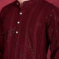 Men's Sequins Chikankari Embroidered Kurta with Pyjama ( JOKP P 5015 Maroon )