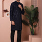 Men's Sequins Chikankari Embroidered Kurta with Pyjama ( JOKP P 5015Navy )