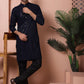 Men's Sequins Chikankari Embroidered Kurta with Pyjama ( JOKP P 5015Navy )