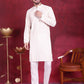 Men's Sequins Chikankari Embroidered Kurta with Pyjama ( JOKP P 5015 White )