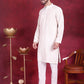 Men's Sequins Chikankari Embroidered Kurta with Pyjama ( JOKP P 5015 White )