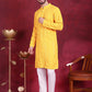 Men's Sequins Chikankari Embroidered Kurta with Pyjama ( JOKP P 5015 Yellow )