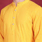 Men's Sequins Chikankari Embroidered Kurta with Pyjama ( JOKP P 5015 Yellow )
